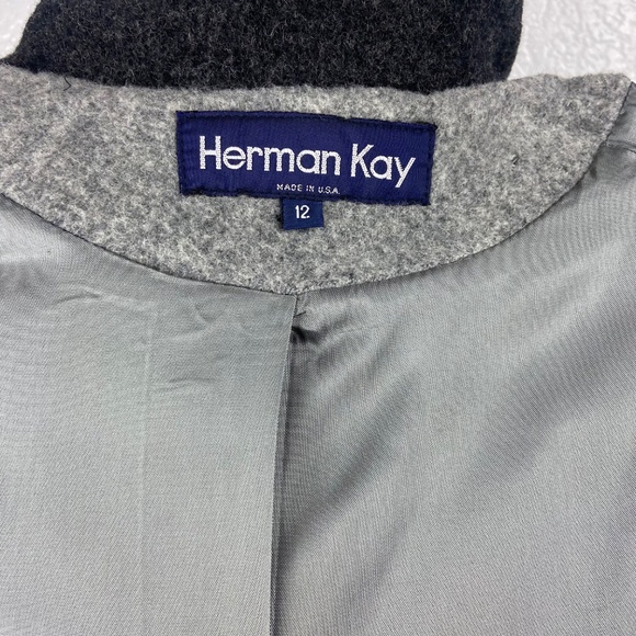 Vintage Herman Kay Wool Blend Gray Coat with Matching Scarf Women’s 12 - Picture 6 of 8